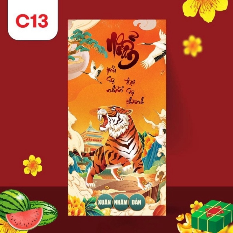 Bao Lì Xì Đẹp Tết 2022 Hoạt Hình Con Cọp Cute Dễ Thương Thần Tài Tiền Đô Độc Lạ Giá Sỉ Rẻ Màu Đỏ Chất Giấy C150 Cứng Cáp