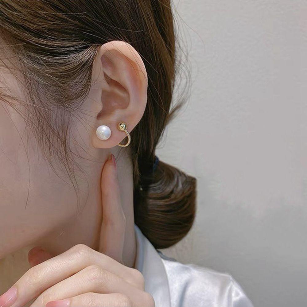 FORBETTER Bông Tai Hợp Kim Hình Chữ C Phong Cách Baroque Đơn Giản Ngọt Ngào Cho Nữ