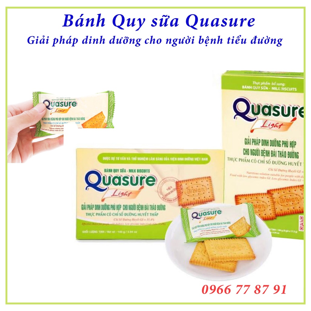 Bánh quy dành cho người tiểu đường, ăn kiêng Quasure Light sữa hộp 140g