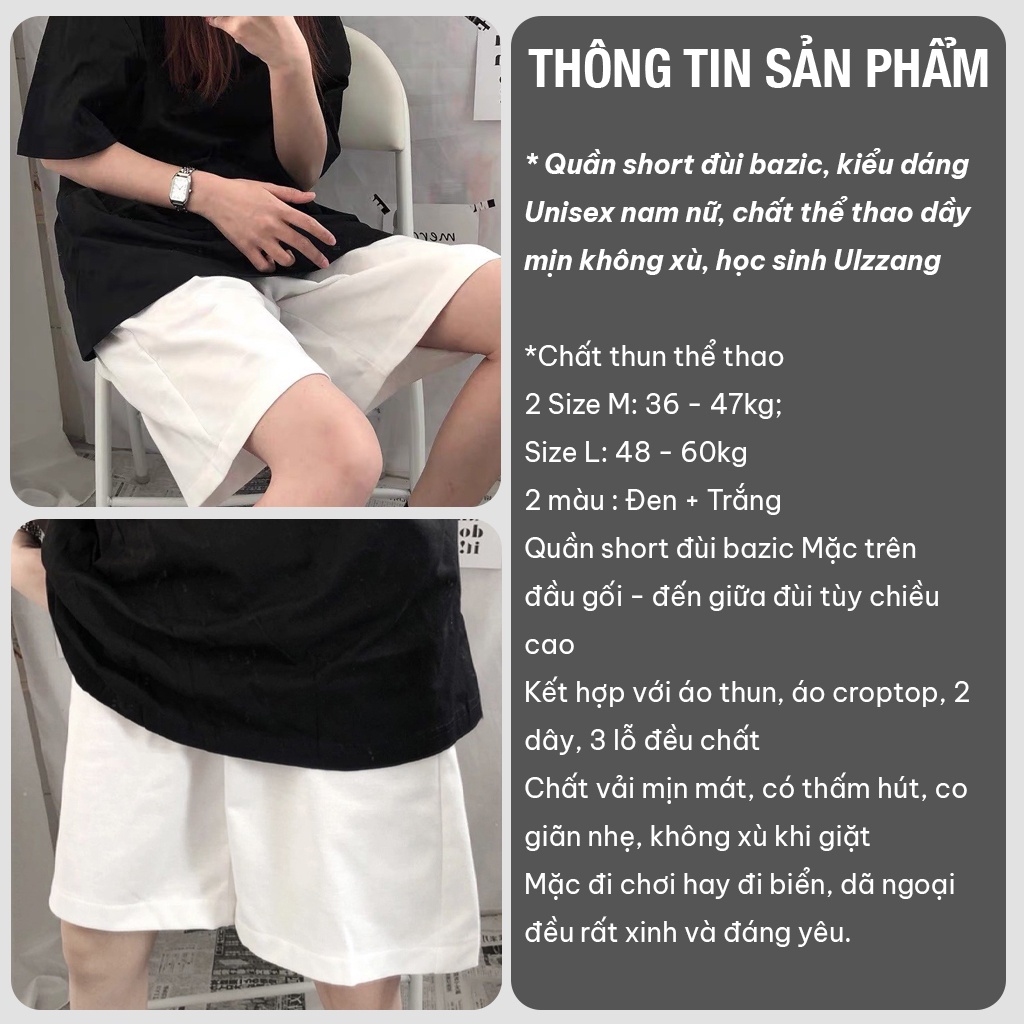 Quần Short Đùi Basic Kiểu Dáng Unisex Chất Thể Thao Dày Mịn Không Xù_VIETCEN