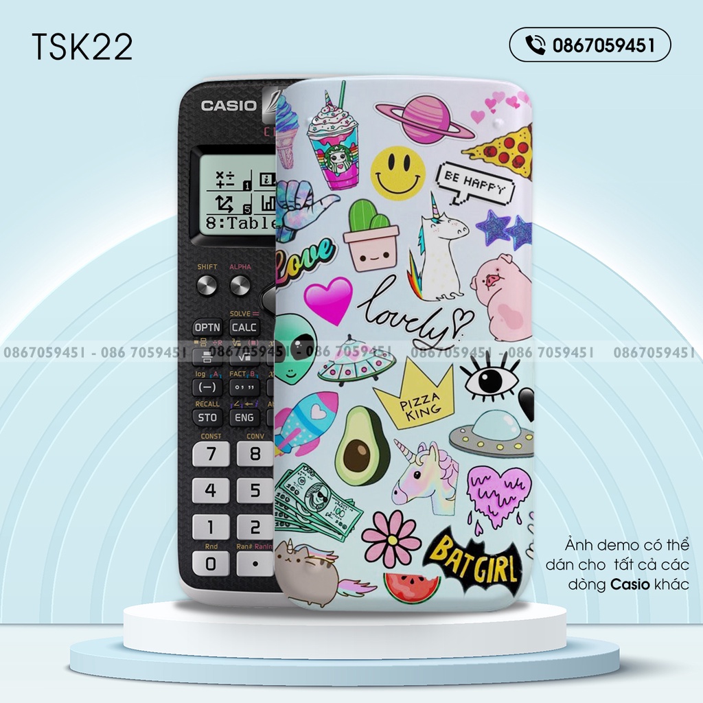 Skin dán máy tính CASIO In Hình StickerBộ 5 (Casio 570 / Casio 570-2nd/ Casio 580 /Vinacal..) tskb5