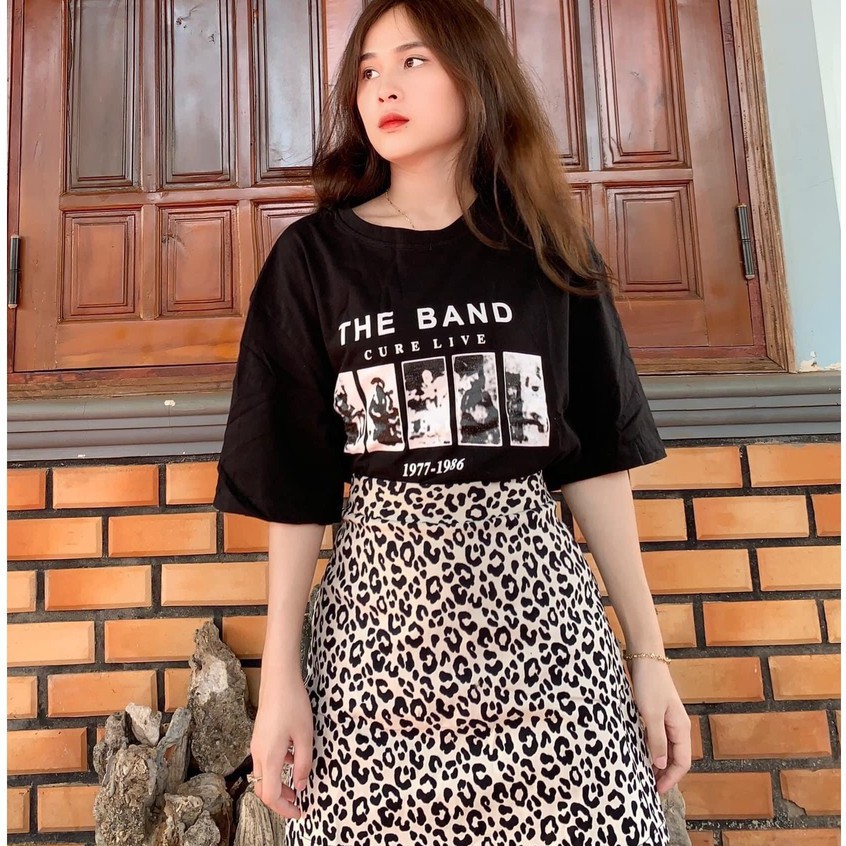 Áo thun tay lỡ nữ free size , áo phông unisex form rộng The band 3158 Queenshop