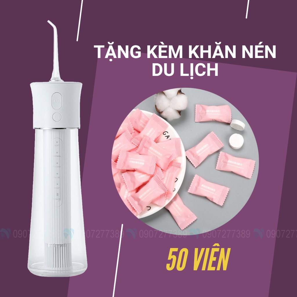 Máy Tăm Nước FAIRYWILL F30 2022 Kèm 6 Đầu Tăm - Tặng 50 Khăn Ướt Nén Du Lịch Và Túi Vải Chính Hãng