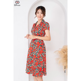 Đầm tay cộc nữ G9moza 9923 dáng xòe A chất lụa hàn mềm mại thoáng mát