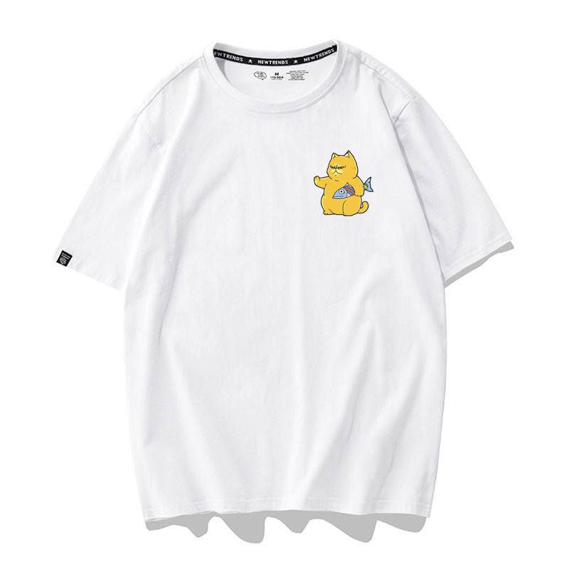 [Hàng Xịn, Gía Tốt] Áo Phông Thun Icon Mèo Cầm Cá Mini Nam Nữ- Unisex - Cotton - Mã AT032