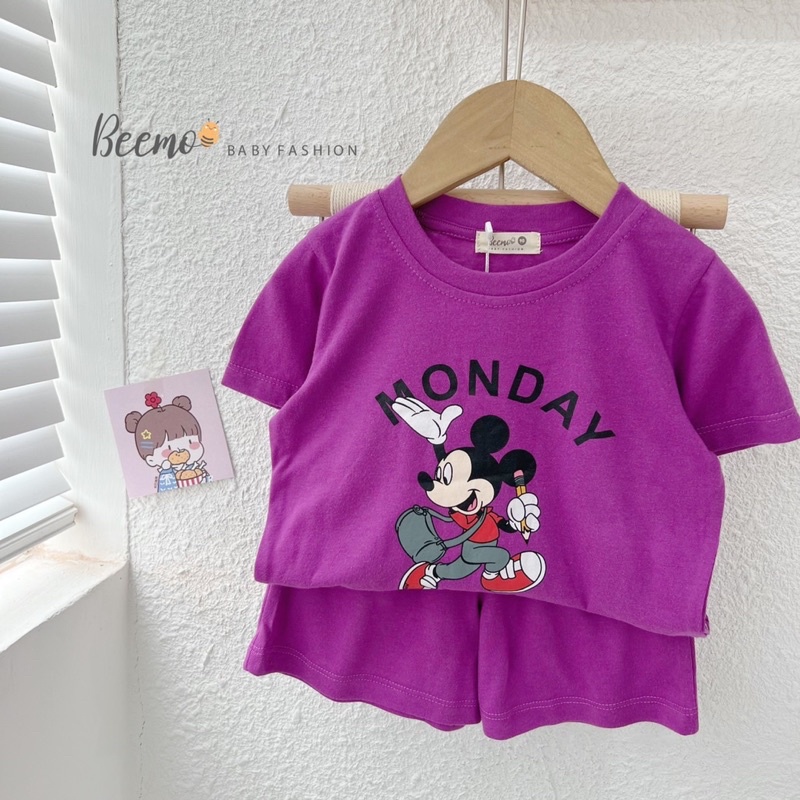 Bộ short cotton micky bé trai bé gái-MS70