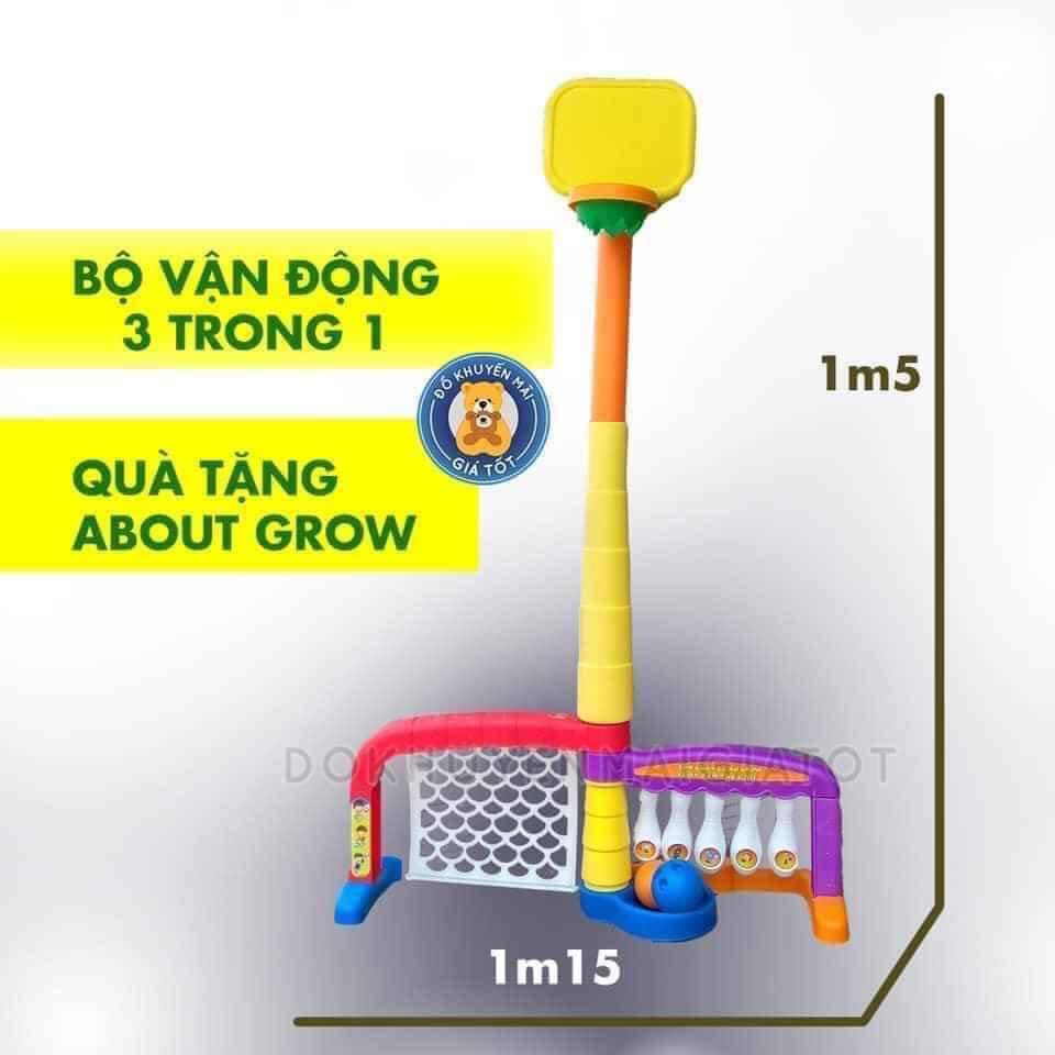 BỘ ĐỒ CHƠI ĐA NĂNG 3 TRONG 1: BOWLING, ĐÁ BANH, BÓNG RỔ - Khuyến mãi của Grow