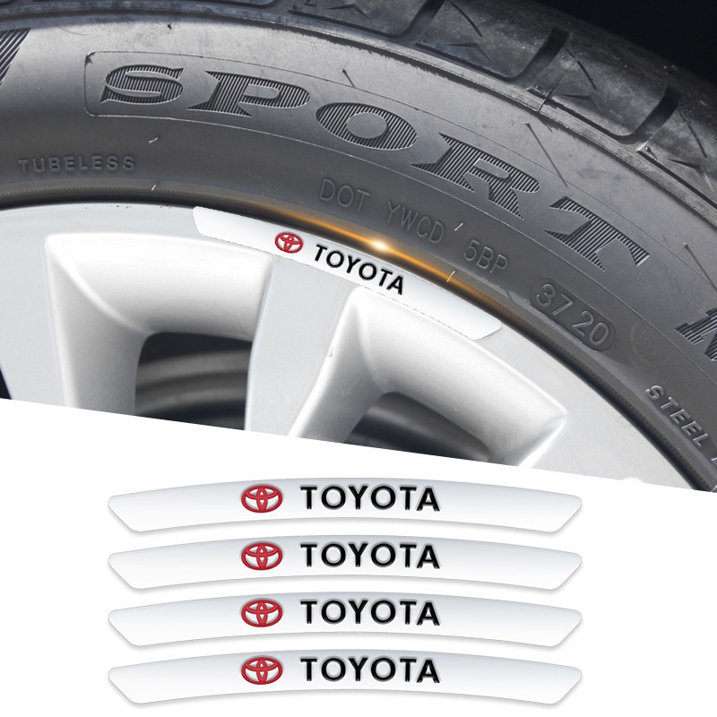 Bộ 4 Miếng Dán Trang Trí Bánh Xe Hơi Toyota Wish Vios Avanza Fortuner Innova Camry Corolla Rav4