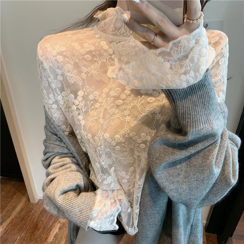 Áo tay dài phối ren quyến rũ thời trang cho nữ