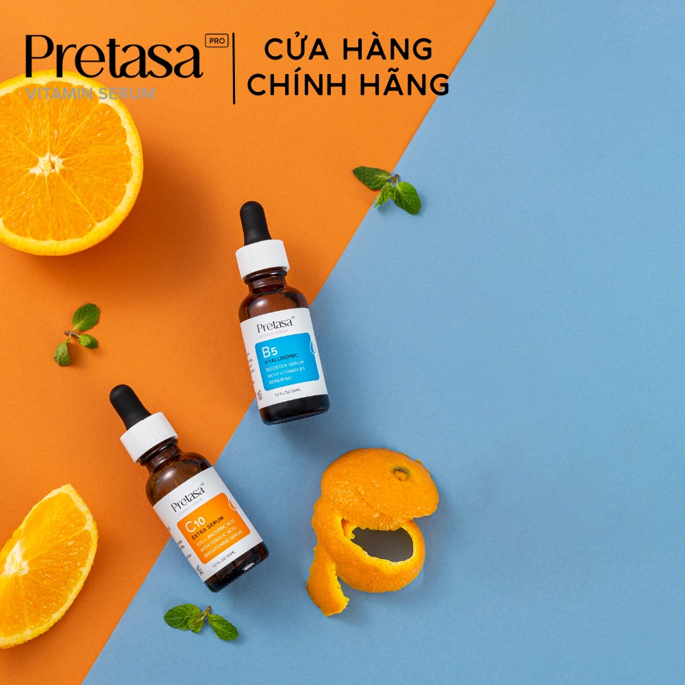 [Combo phục hồi cấp ẩm và làm sáng da] Serum B5 + Serum Vitamin C10 Pretasa