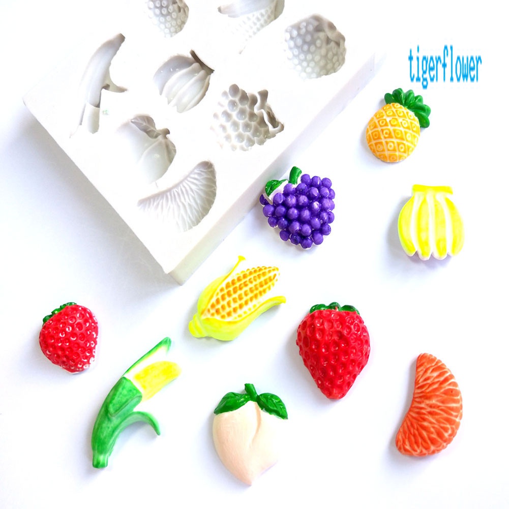 Khuôn Silicone Làm Bánh Kẹo Hình Hoa Quả DIY
