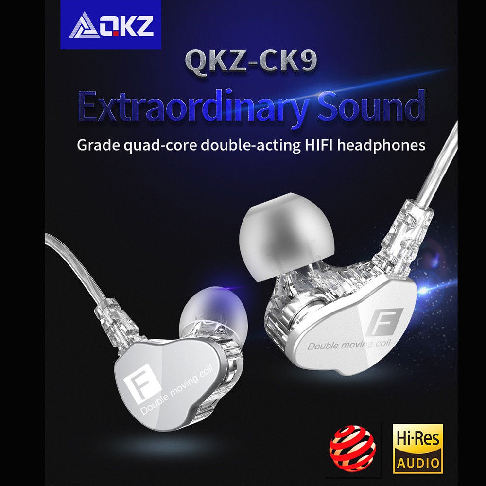 QKZ CK9 Đôi Đơn Vị Ổ Đĩa Trong Tai Tai Nghe Âm Bass Loa Siêu Trầm HIFI DJ Monito Chạy Sport Tai Nghe Earbuds