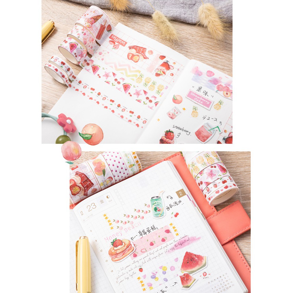 Set 10 cuộn băng dính washi tape trang trí planner WT2045