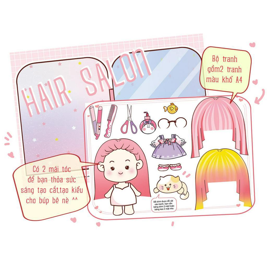 Bộ tranh tiệm cắt tóc-ĐỒ CHƠI CẮT DÁN-BÚP BÊ GIẤY
