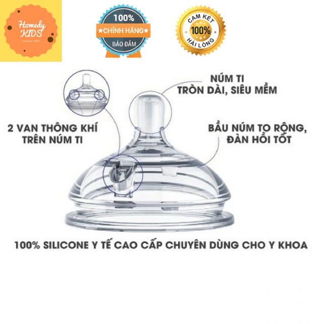 Núm Ti Bình Sữa Comotomo Chính Hãng [1 cái lẻ] Núm Vú Bình Silicone Comotomo size 1, 2, 3 tia, Y cut Homedy Kids