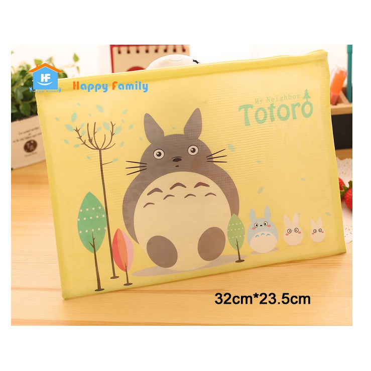 【Có bỏ sỉ 】Combo 3 size túi đựng hồ sơ chống nước dây kéo Totoro cao cấp