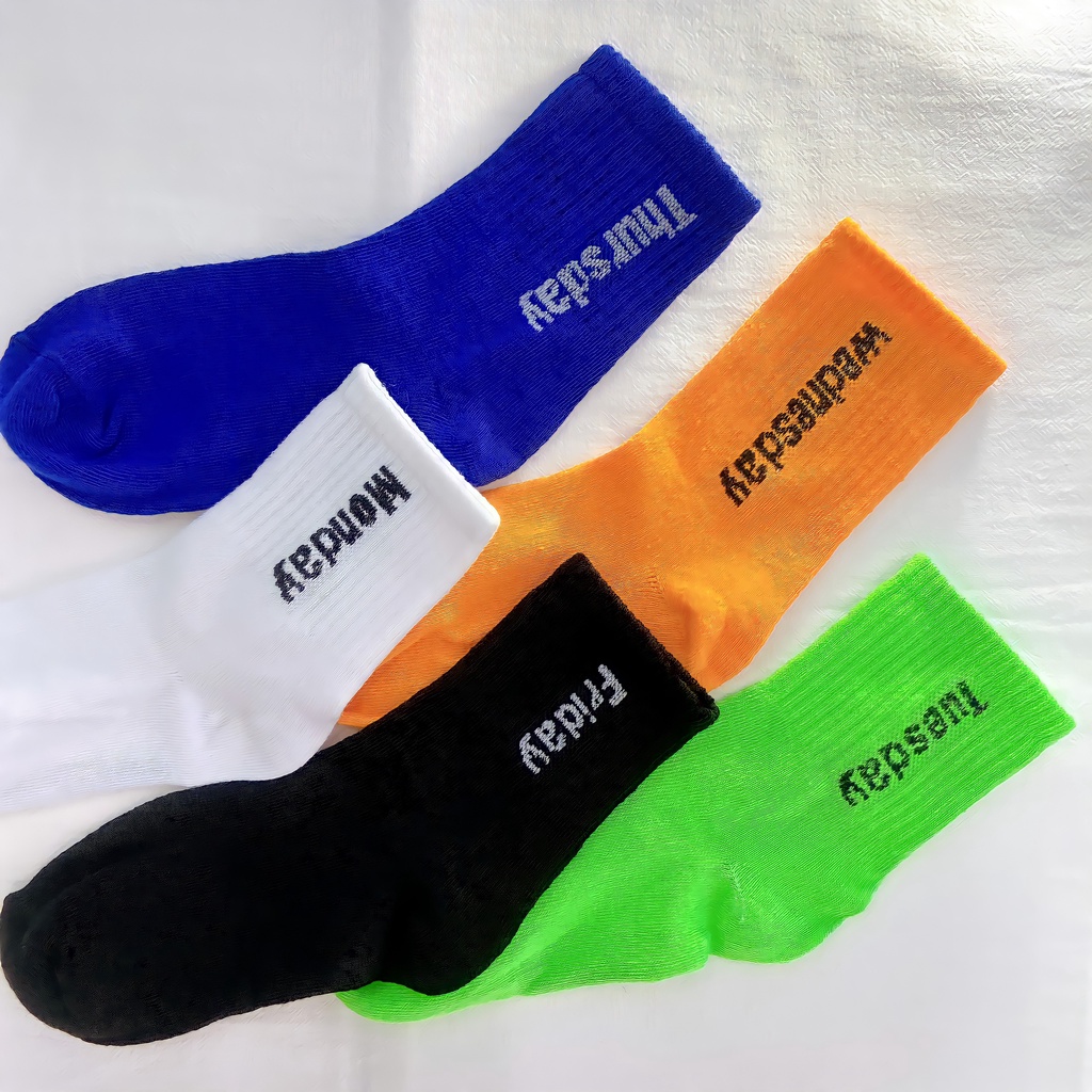 Tất vớ cổ cao, tất vớ thể thao nam màu trơn basic in chữ vải cotton co giãn thời trang