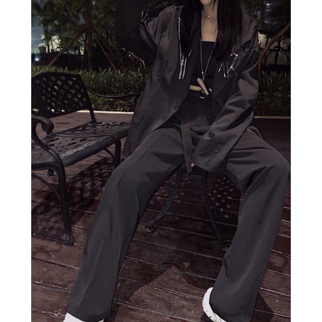 [ ORDER ] Áo blazer đen kèm phụ kiện chuỗi + ghim băng unisex Ulzzang siêu chất | BigBuy360 - bigbuy360.vn