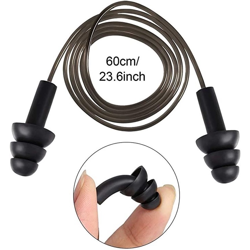 1 Cặp Nút Bịt Tai Bằng Silicone Mềm Chống Ồn Chống Nước Chống Ồn Kèm Dây Nylon Cho Chụp Ảnh/Lối Đi Du Lịch/Nhân Viên Học