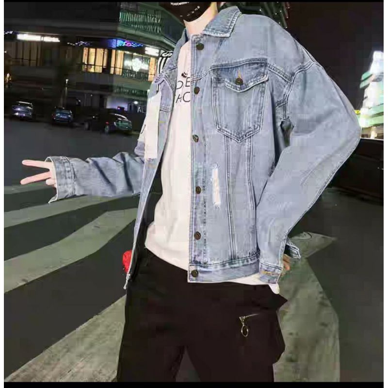 Áo khoác jean nam Wawa 06, mẫu in tình yêu ngọt ngào mãi mãi, Mua Ngay