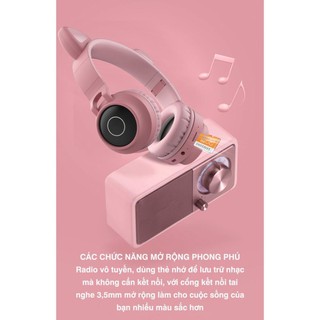 [KHÔNG HAY TRẢ LẠI] Tai nghe Bluetooth Mèo, Siêu Dễ Thương - Bản Cao Cấp Chống Ồn - Âm Thanh Cực Hay- Bảo Hành 12 Tháng