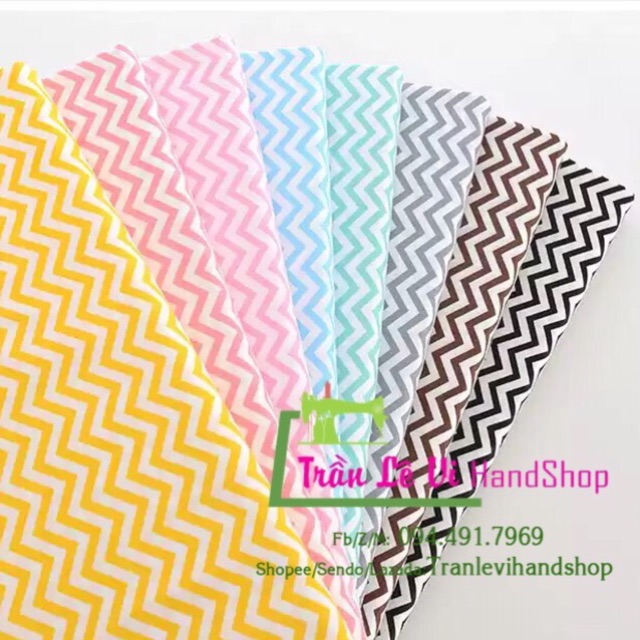 #V42🌈 VẢI TWILL HOẠ TIẾT ZICZAC MAY ĐỒ CHO DOLL, OBITSU, DIY, HANDMADE, QUILTING
