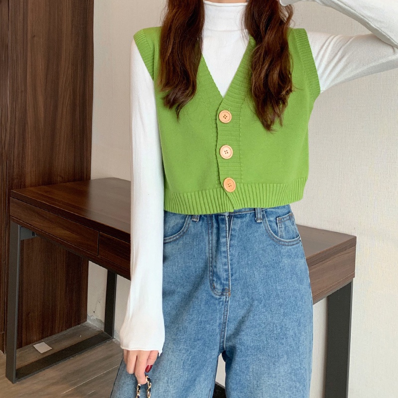 Áo nịt đan không tay cổ chữ V cổ điển Áo khoác vest dệt kim | BigBuy360 - bigbuy360.vn