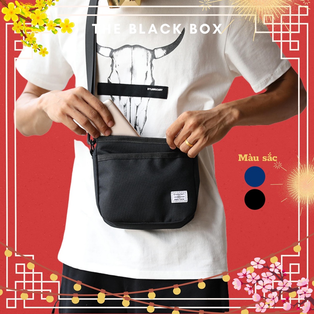 Túi Đeo Chéo Nam Nhỏ Gọn Chất Liệu Vải Dù Phong Cách Basic Thời Trang, Túi Đeo Vai Đi Học Đi Chơi - The Black Box