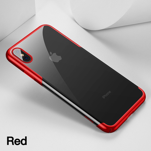 Ốp lưng iPhone X/ XS/ XS Max/ XR cứng trong suốt viền màu hiệu Baseus