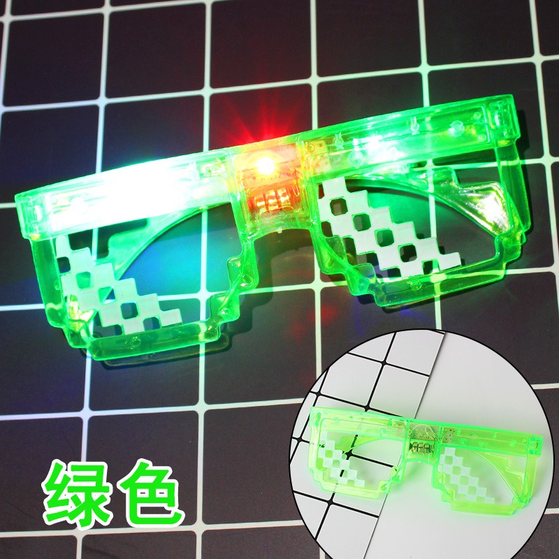 Kính mát gọng vuông không viền phong cách Thug Life phát sáng đèn led vui nhộn thời trang hip hop cho nam và nữ