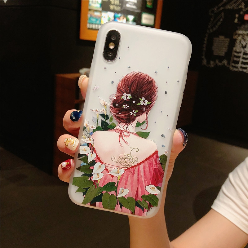 Compatible for iPhone 15 14 Pro Max 13 12 mini 6S 6 7 8 Plus 11 Pro X XR XS Max se 2020 Ốp điện thoại in hình cô gái đáng yêu cho