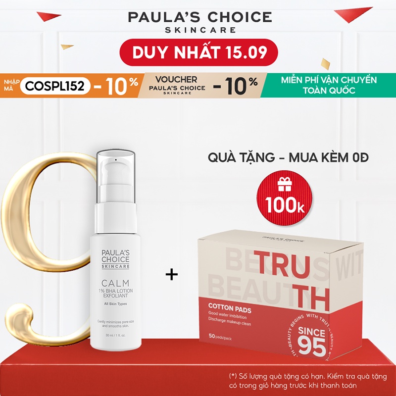 Lotion tẩy da chết dịu nhẹ cho da nhạy cảm Paula's Choice 1% BHA Exfoliant 30ml 9107