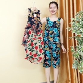 Thời trang DENI - Bộ đồ chất tole thái cao cấp bao mát không nhăn xù họa tiết hoa trẻ trung mã LB043
