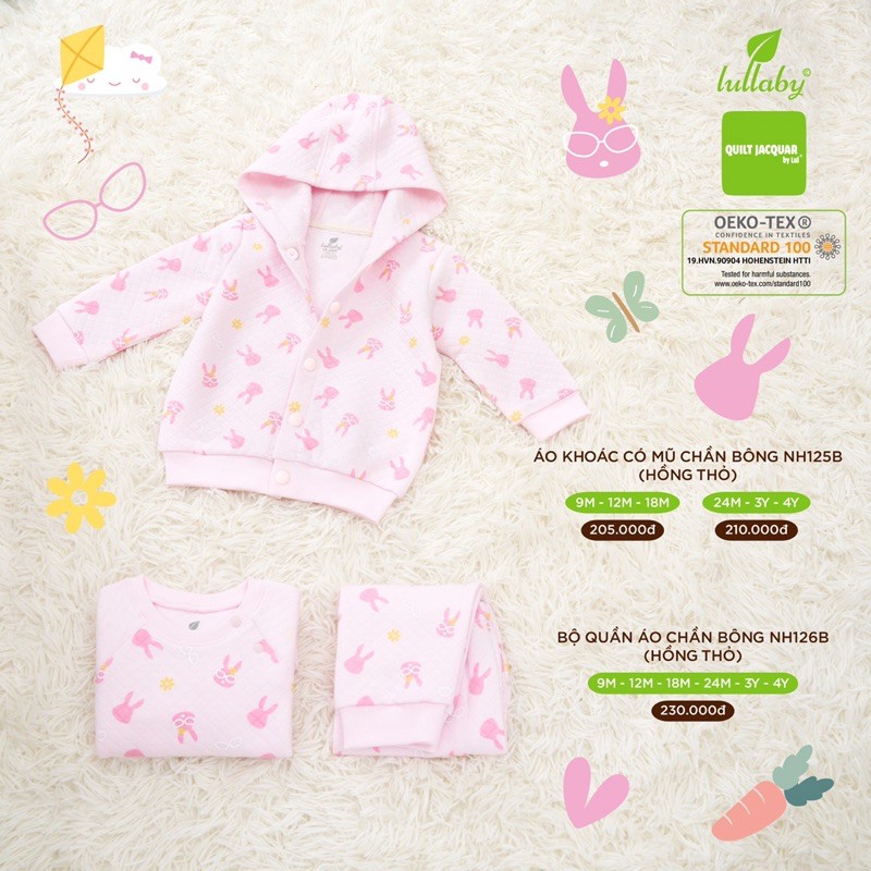 (Hà nam/lullaby)Áo Khoác mũ nỉ Lullaby size 6-9m đến 4y