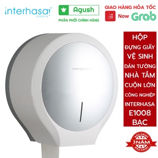 Hộp đựng giấy vệ sinh dán tường nhà tắm INTERHASA E1008 bạc công nghiệp cuộn cỡ lớn chống nước nhà vệ sinh bằng nhựa