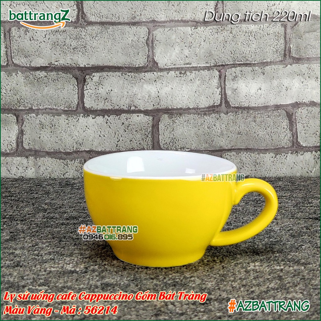 Ly tách sứ cafe Cappuchino màu Vàng Gốm Bát Tràng AZ