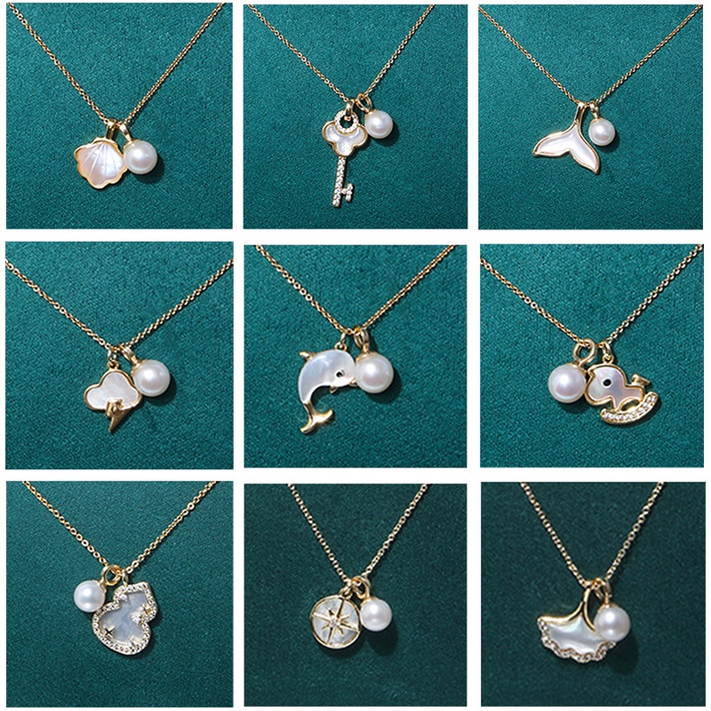 Trực Tuyến Bán Chạy Dây Chuyền Bằng Đồng Mạ Vàng Đính Ngọc Trai Nước Ngọt Kiểu Dáng Tươi Mới Cho Mẹ-P