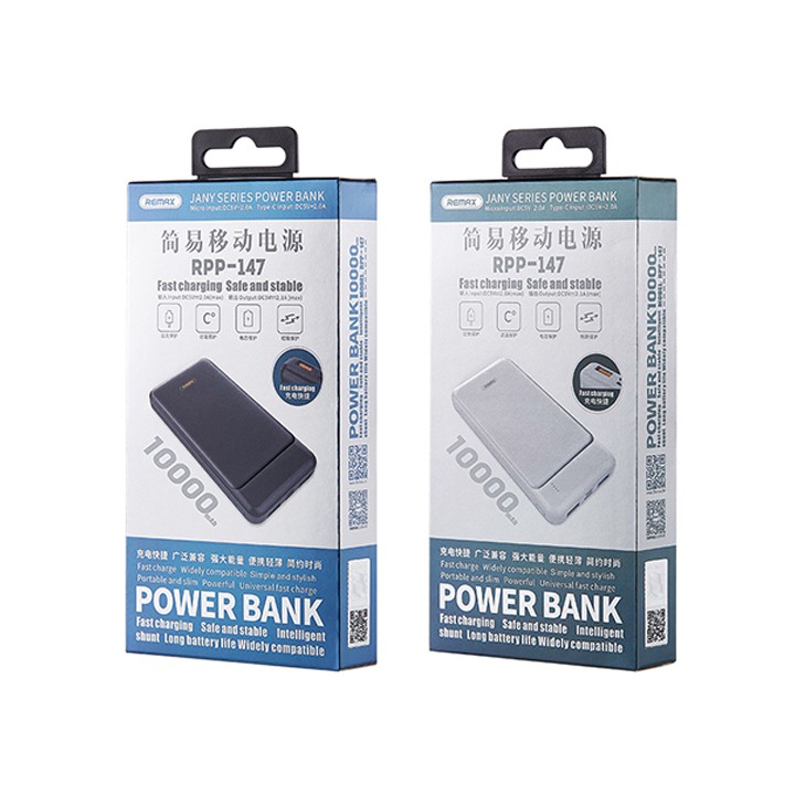 Pin Dự Phòng 10000mah Remax RPP-147 Jany Series 2 cổng USB