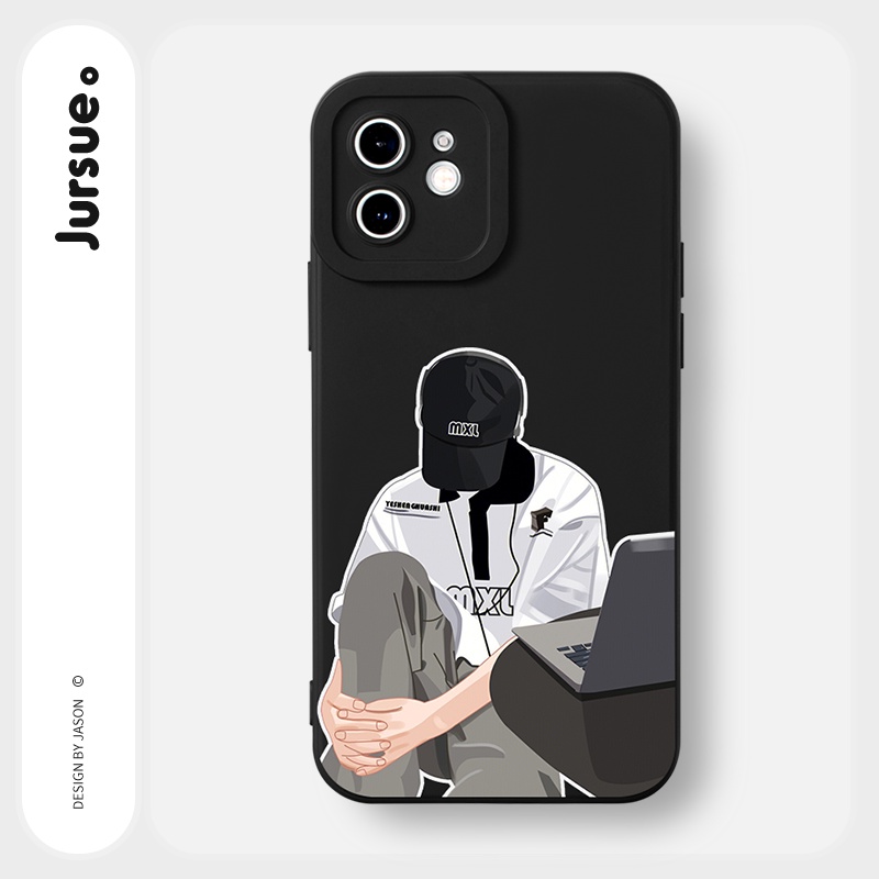 Ốp lưng JURSUE hoạt hình cặp đôi dễ thương đẹp nam nữ Cho iPhone 14 13 12 11 Pro Max SE 2020 X XR XS 8 7 ip 6S 6 Plus Y2222