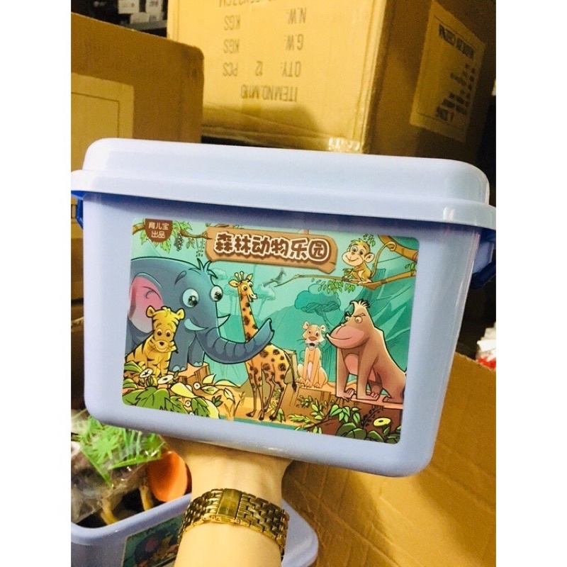 Hộp động vật 58 chi tiết Subeokiss Đồ chơi mô hình con vật cho bé