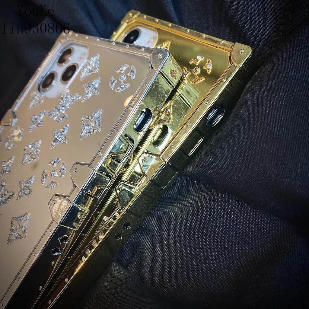 Ốp Điện Thoại Hình Vuông Họa Tiết Lv Gắn Gương Phối Vân Kim Cương Cho Iphone 12mini Xr Se2 11 12pro Max | BigBuy360 - bigbuy360.vn