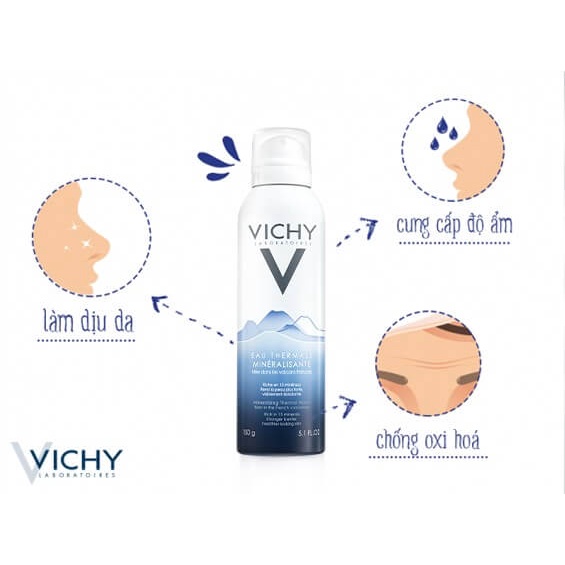 Nước xịt khoáng Vichy mineralizing thermal water dưỡng da cấp ẩm và bảo vệ da 50ml - 150ml - 300ml