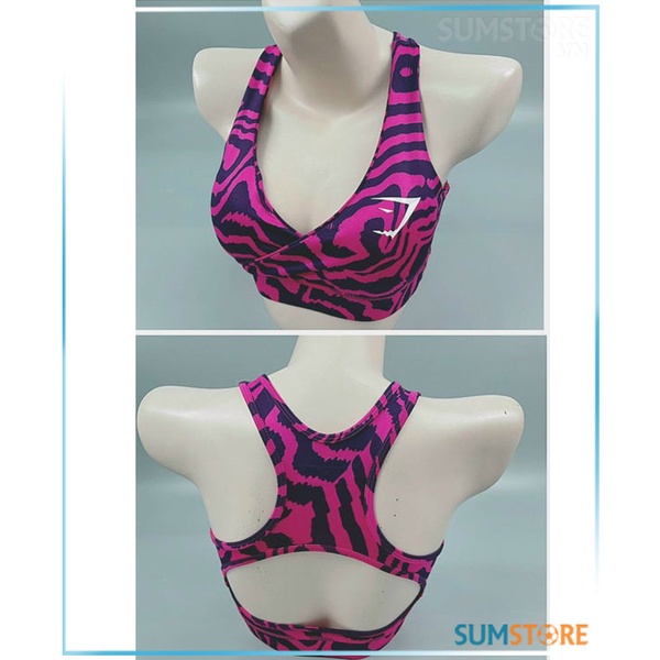 Áo Bra Tập Thể Thao Hồng Văn Đắp Chéo Siêu Xinh - Áo Thể Thao Nữ Mẫu Mới