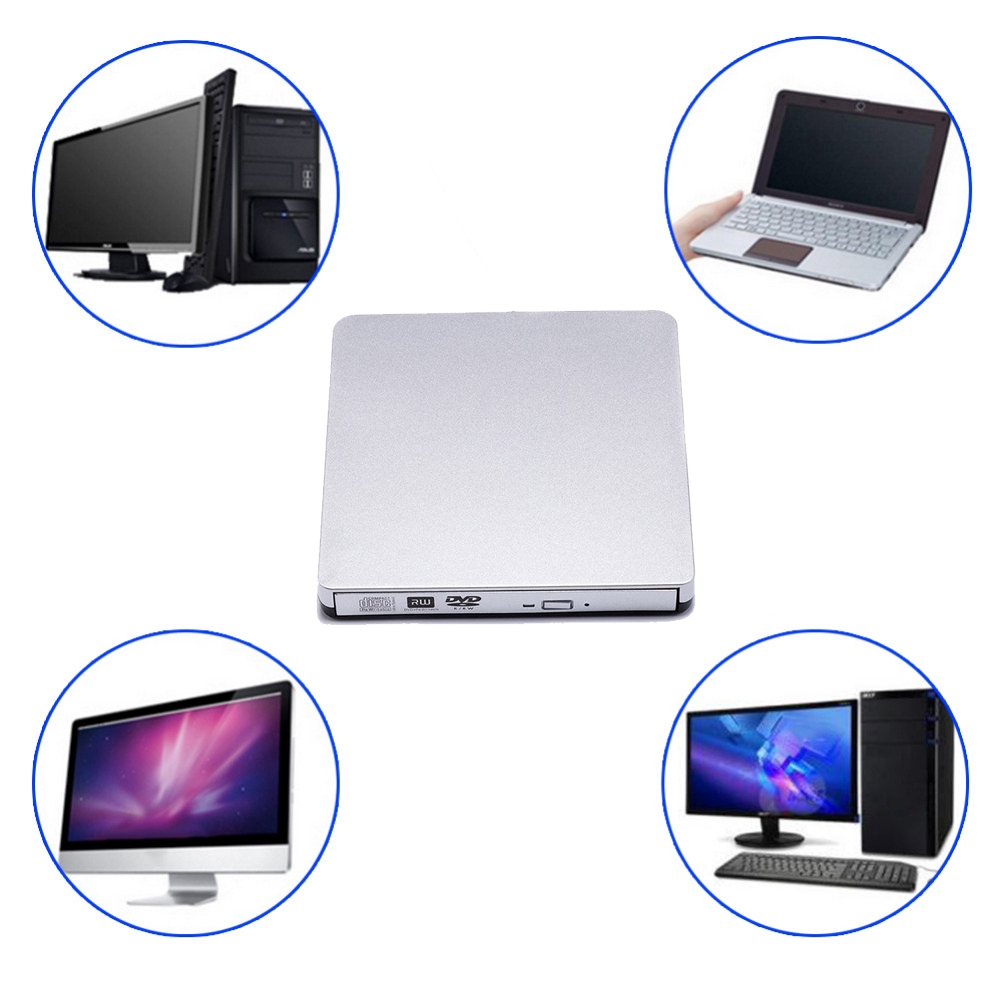 Ổ ghi đĩa quang học DVD -RW CD/DVD ROM bên ngoài đầu cắm cổng USB 2.0 dành cho máy tính xách tay