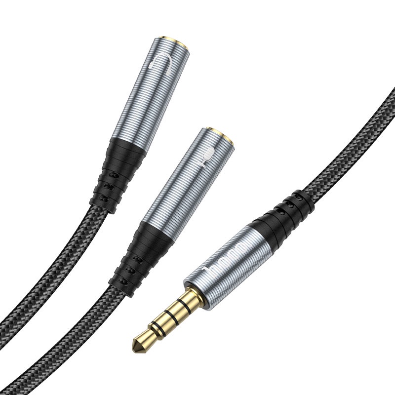 Cáp Chia 3.5mm Sang Audio &amp; Mic Hoco UPA21 - Support Âm Thanh Hifi - 3.5 Audio Male to 2 Female - Hai đầu 3.5mm cái