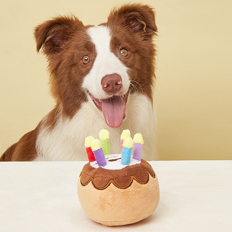 Đồ Chơi Nhồi Bông Hình Bánh Kem Sinh Nhật Dễ Thương Cho Cún Cưng