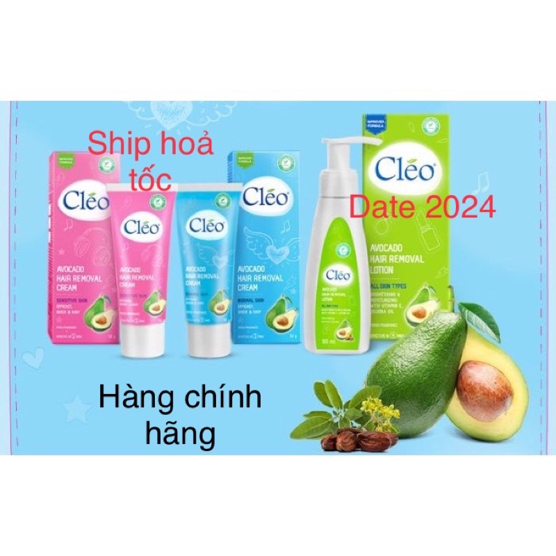 KEM TẨY LÔNG CLÉO CHIẾT XUẤT BƠ 50g -SẠCH LÔNG TRONG 5p(tẩy lông chân ,tay, nách &amp; Bikini)