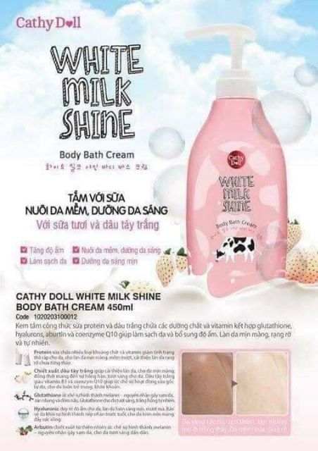 Sữa tắm Cathy Doll White Milk Shine Body Bath Cream