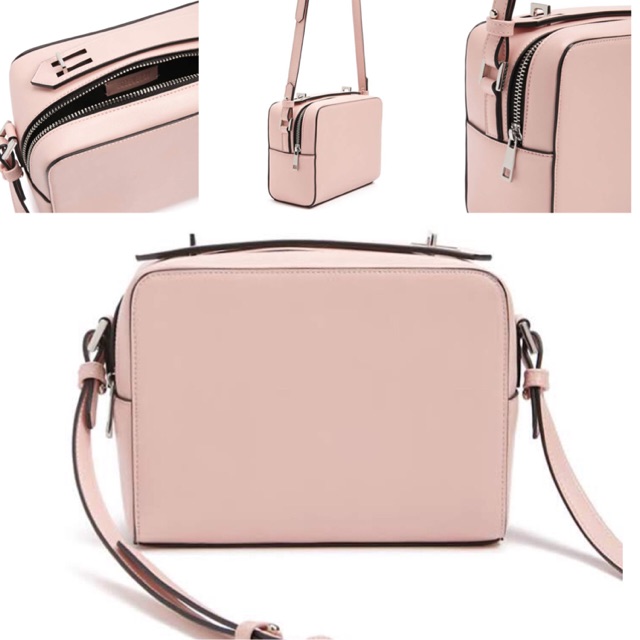 Túi đeo chéo Forever 21 Faux Leather Crossbody Bag màu hồng nhạt