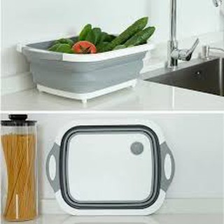 Bộ chậu gấp gọn kèm thớt tiện dụng